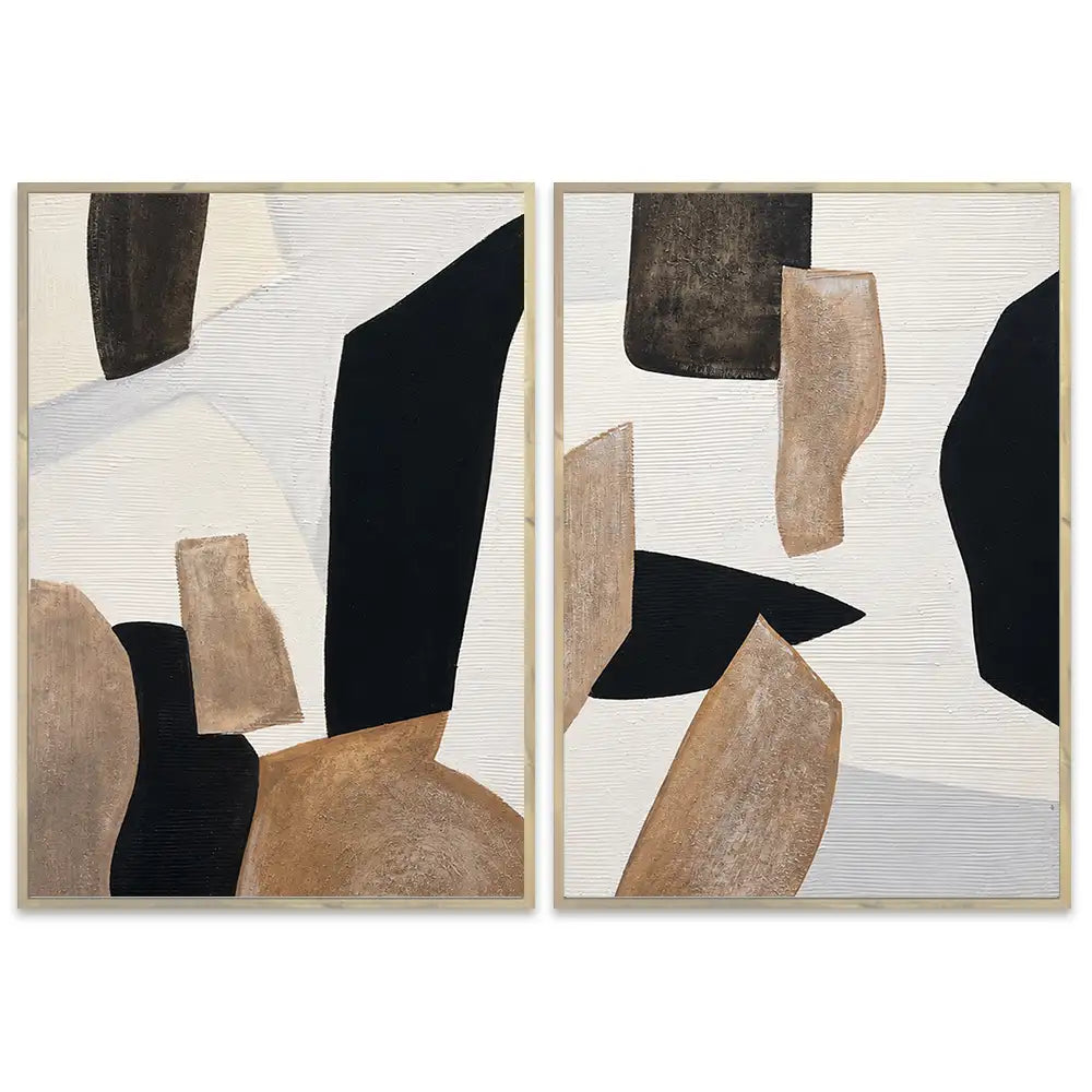 Cuadro abstracto pintado a mano con formas orgánicas
