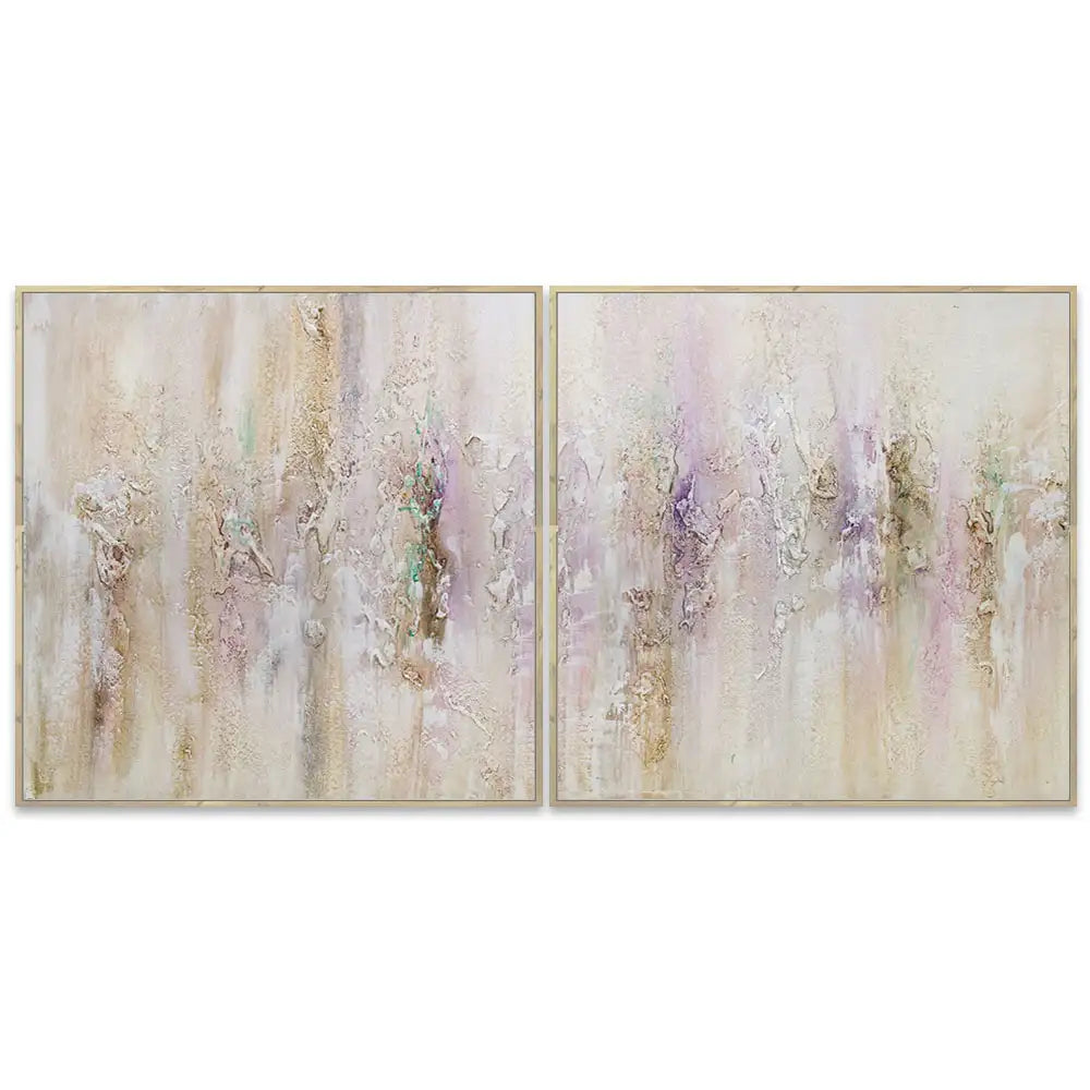 Cuadro pintado a mano con relieve en tonos metálicos suaves