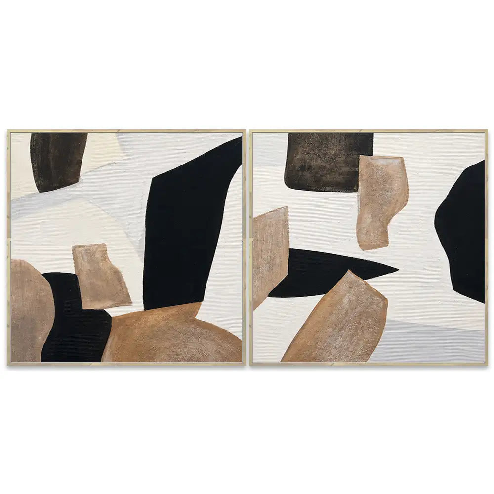 Cuadro abstracto pintado a mano con formas orgánicas