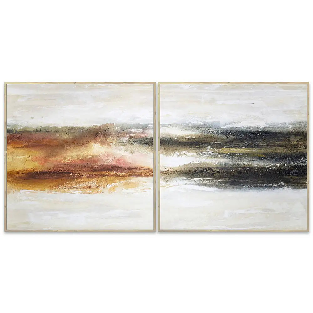 Cuadro abstracto pintado a mano en tonos tierra quemada