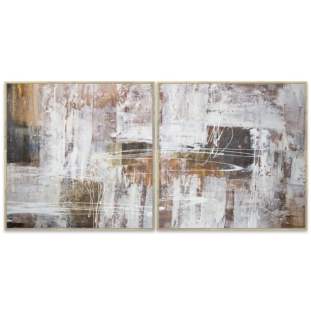 Cuadro abstracto moderno pintado a mano con líneas en blanco