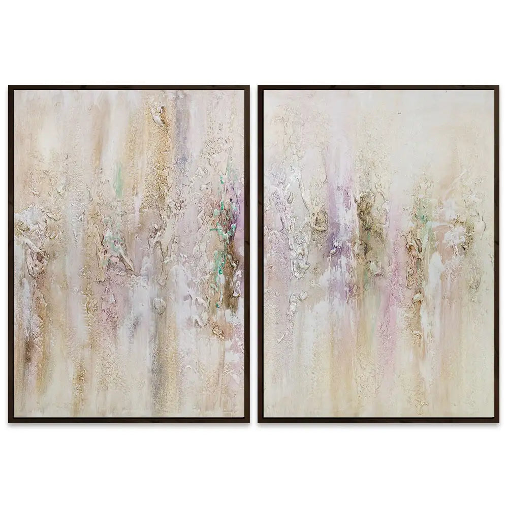 Cuadro pintado a mano con relieve en tonos metálicos suaves