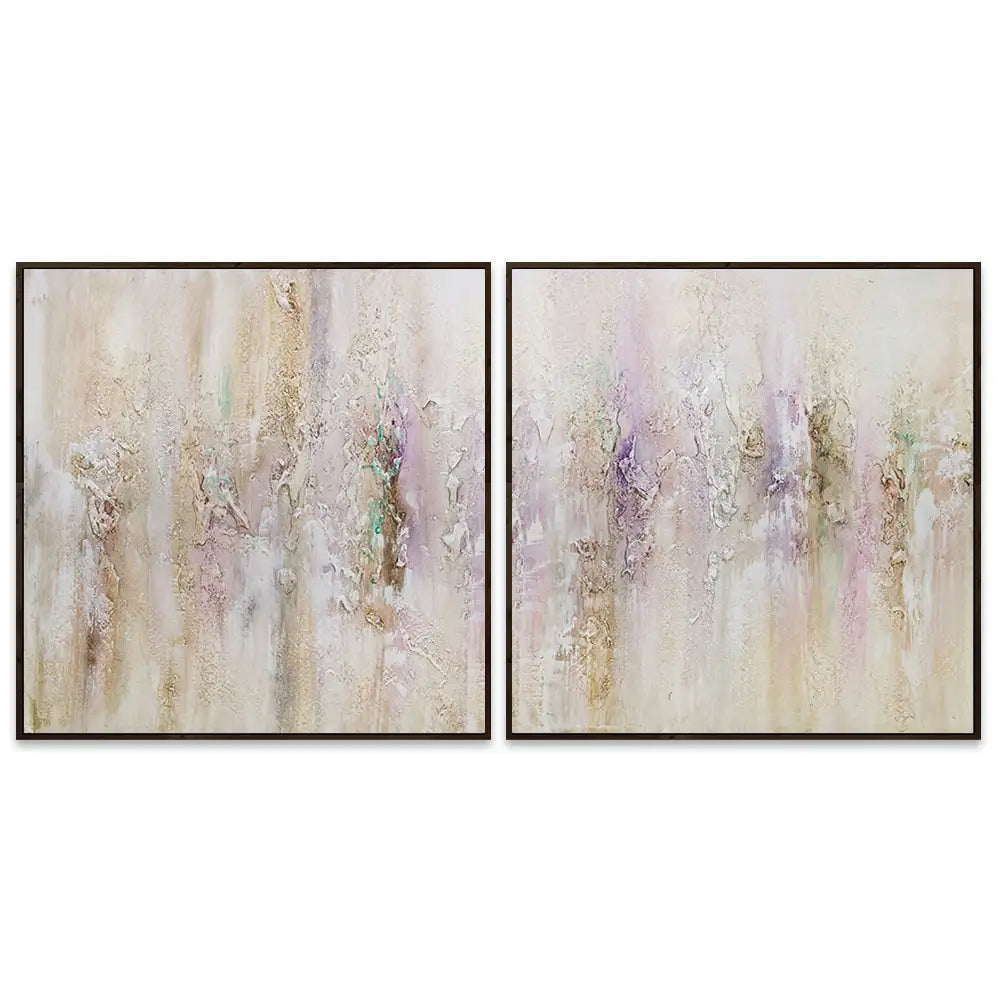 Cuadro pintado a mano con relieve en tonos metálicos suaves