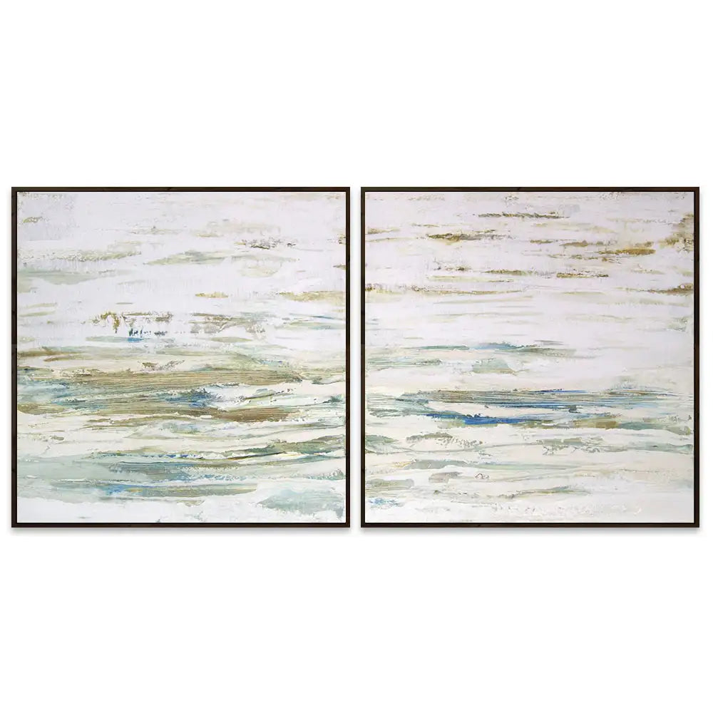 Cuadro pintado a mano inspirado en el mar abstracto contemporáneo