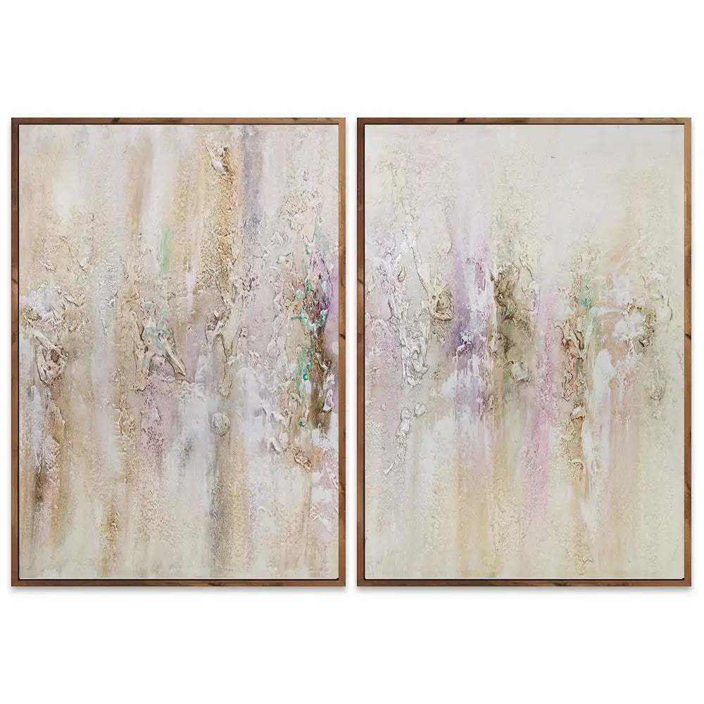 Cuadro pintado a mano con relieve en tonos metálicos suaves