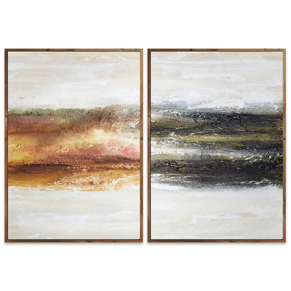 Cuadro abstracto pintado a mano en tonos tierra quemada