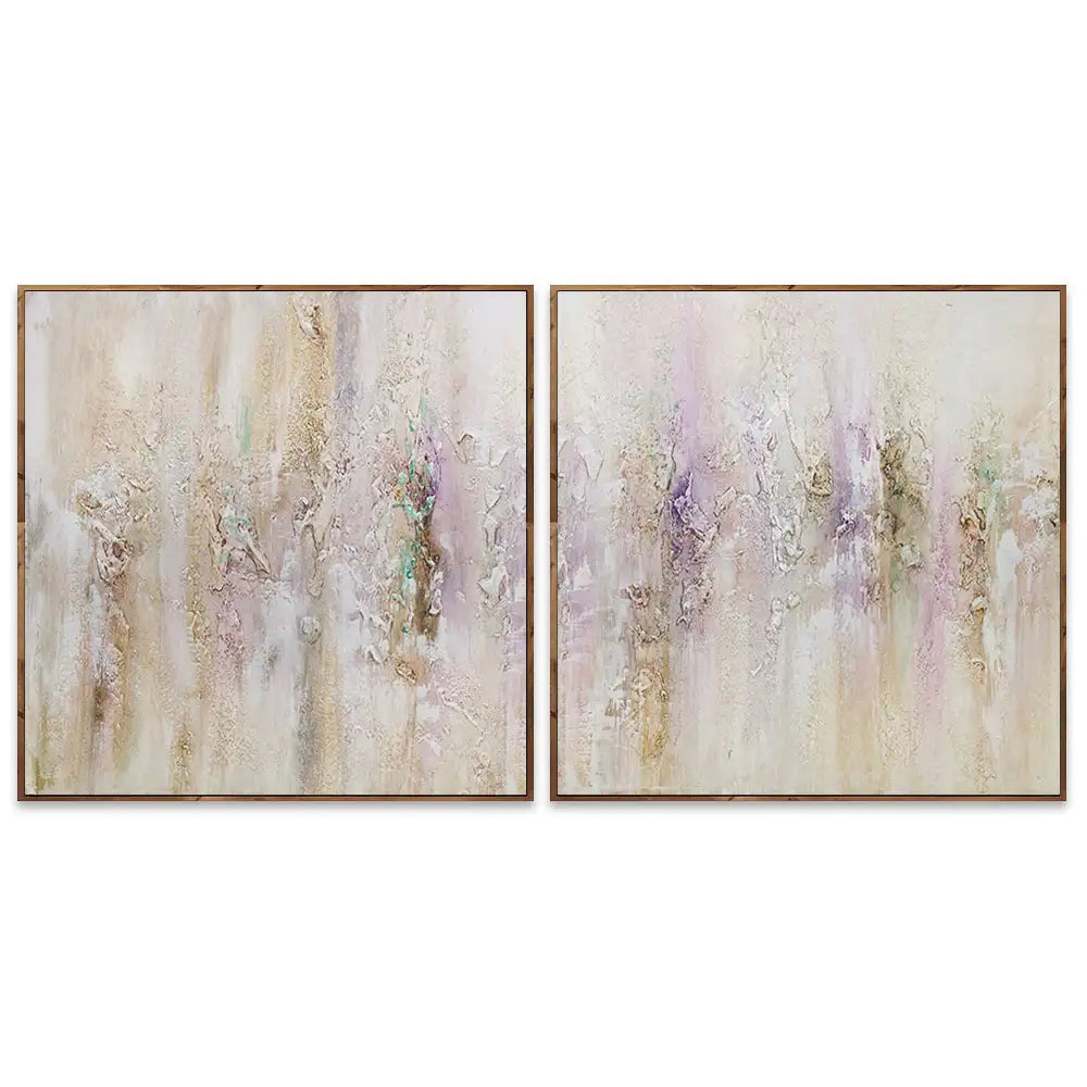 Cuadro pintado a mano con relieve en tonos metálicos suaves