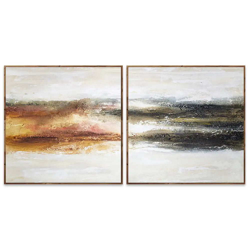 Cuadro abstracto pintado a mano en tonos tierra quemada