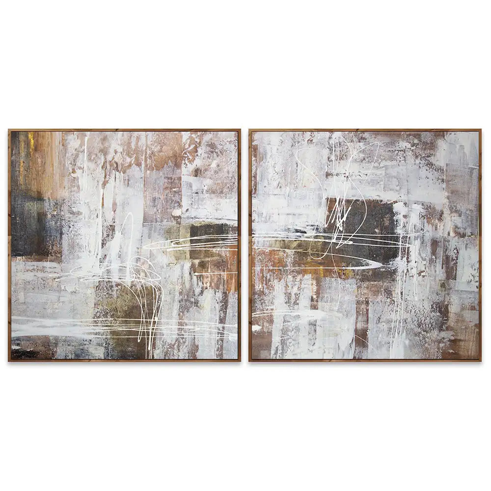 Cuadro abstracto moderno pintado a mano con líneas en blanco