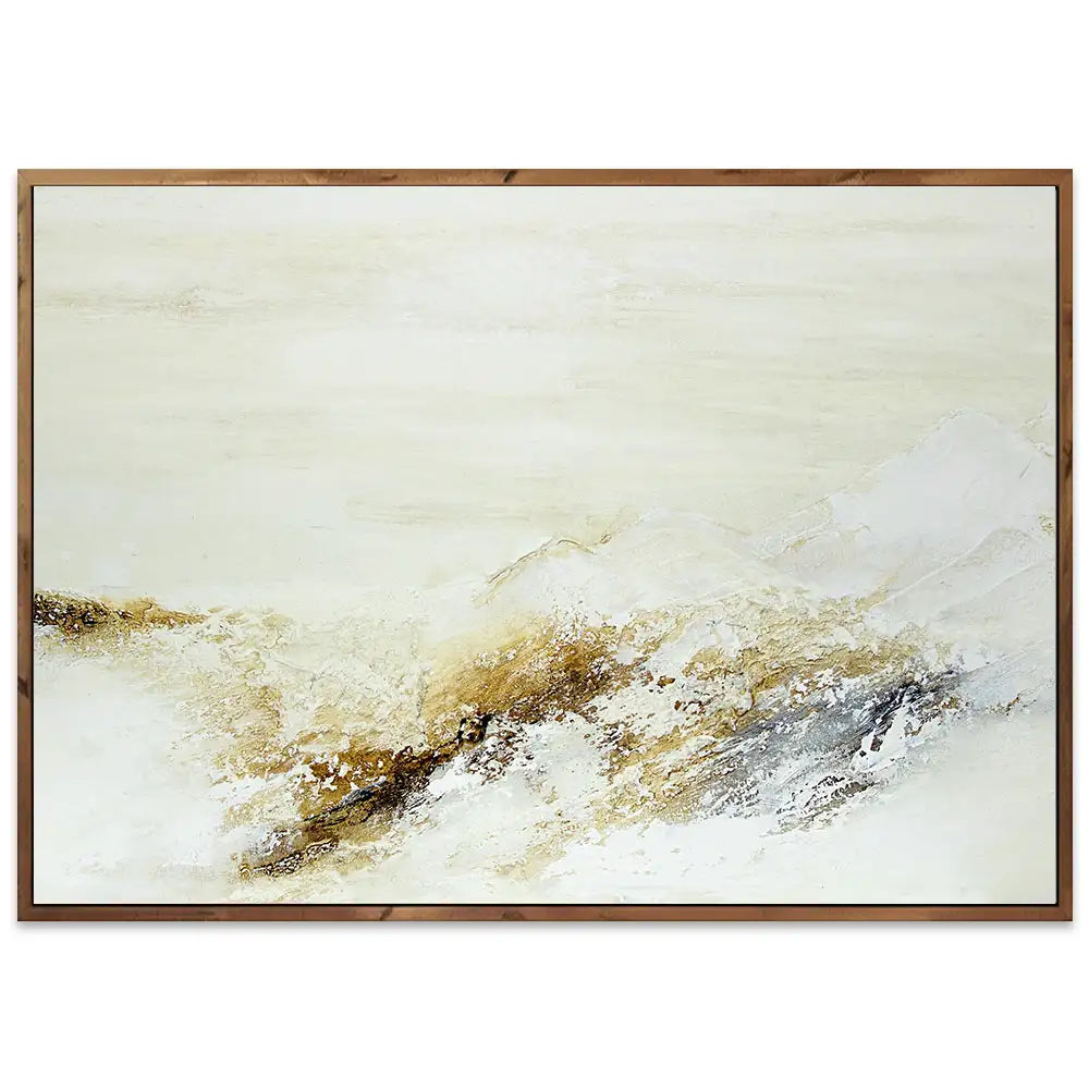 Cuadro pintado a mano con relieve en tonos tierra y blanco