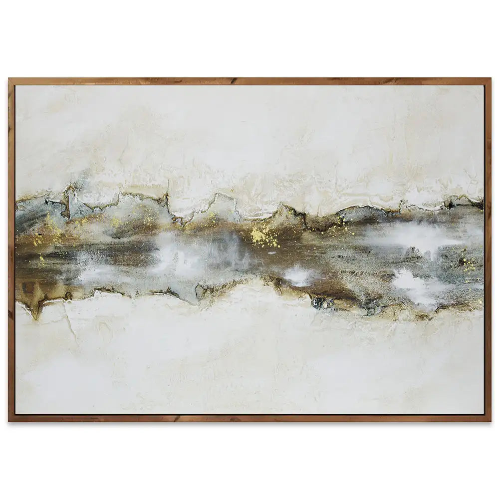 Cuadro con relieve pintado a mano en tonos beige y grafito