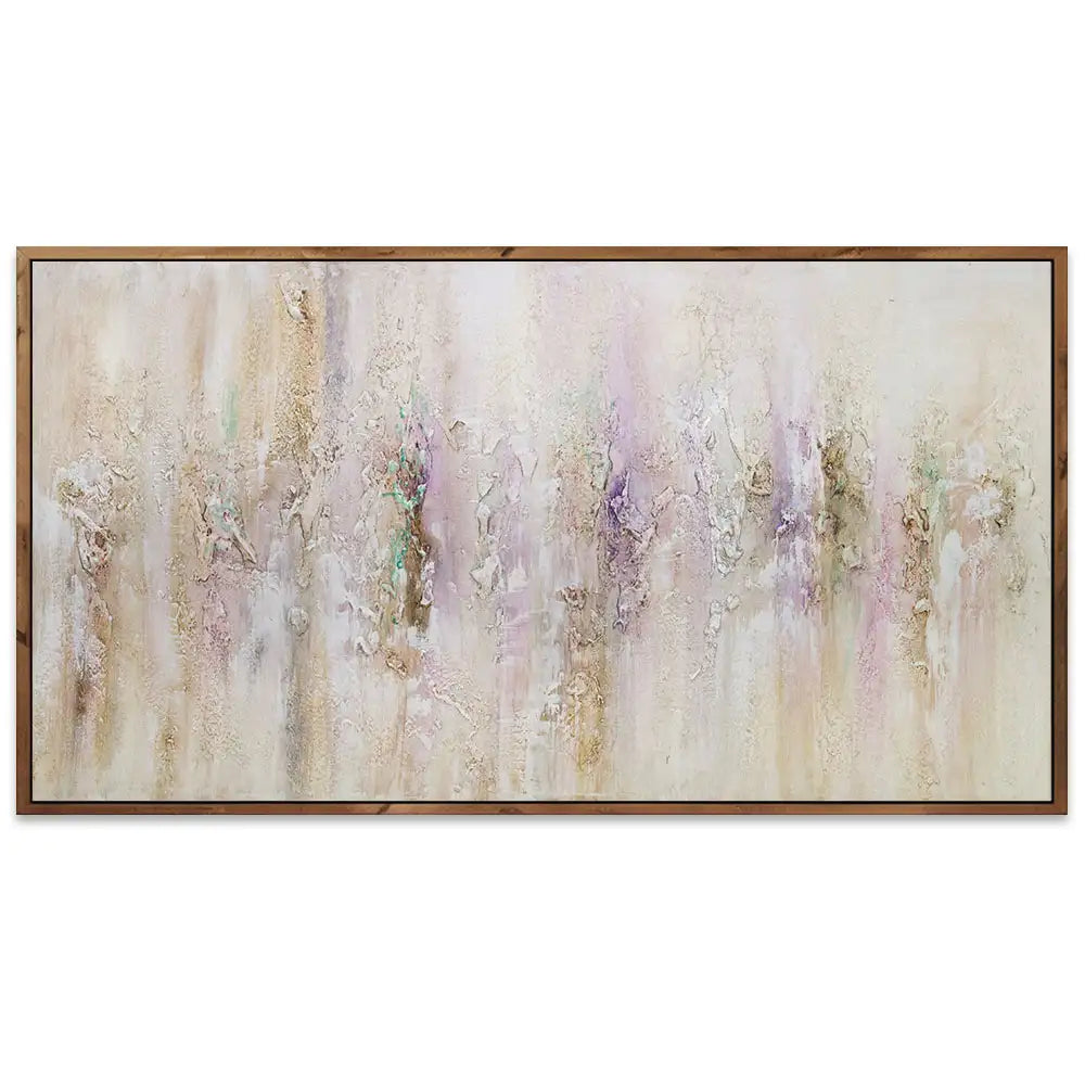 Cuadro pintado a mano con relieve en tonos metálicos suaves