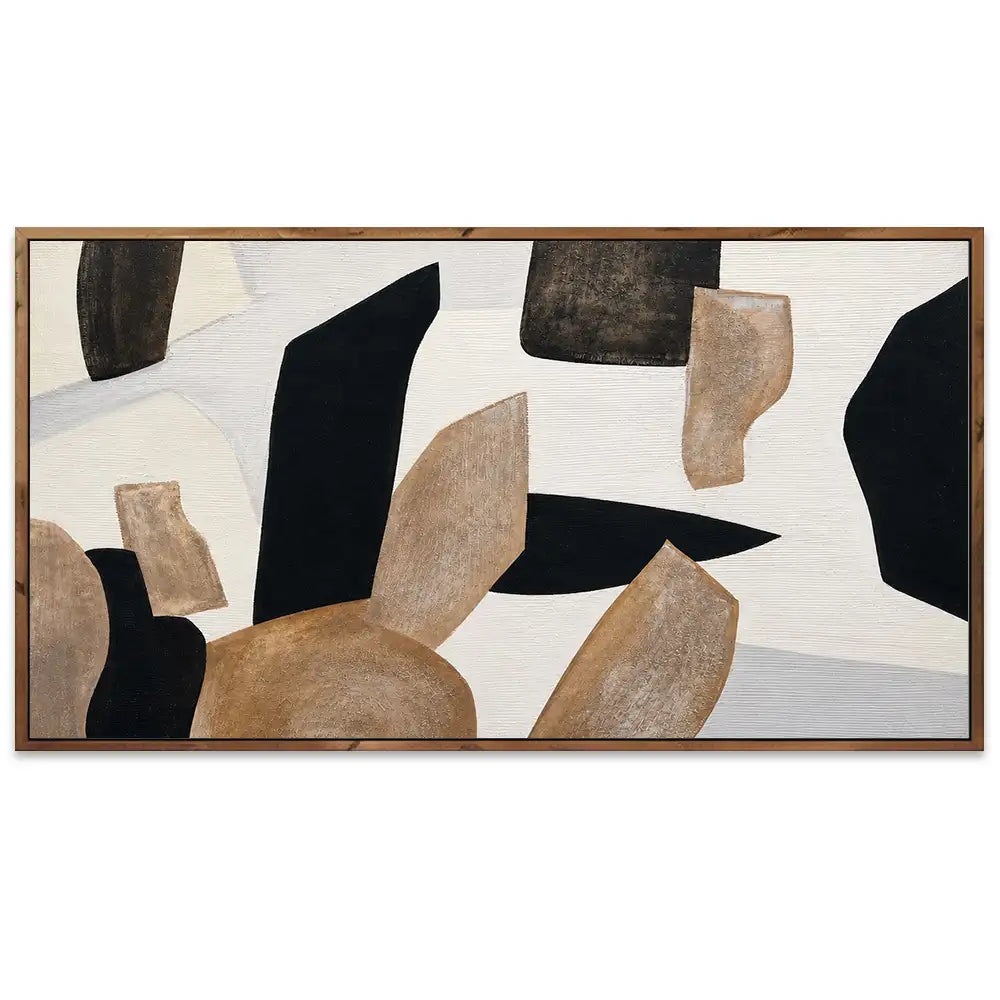 Cuadro abstracto pintado a mano con formas orgánicas