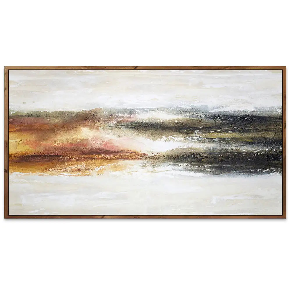 Cuadro abstracto pintado a mano en tonos tierra quemada
