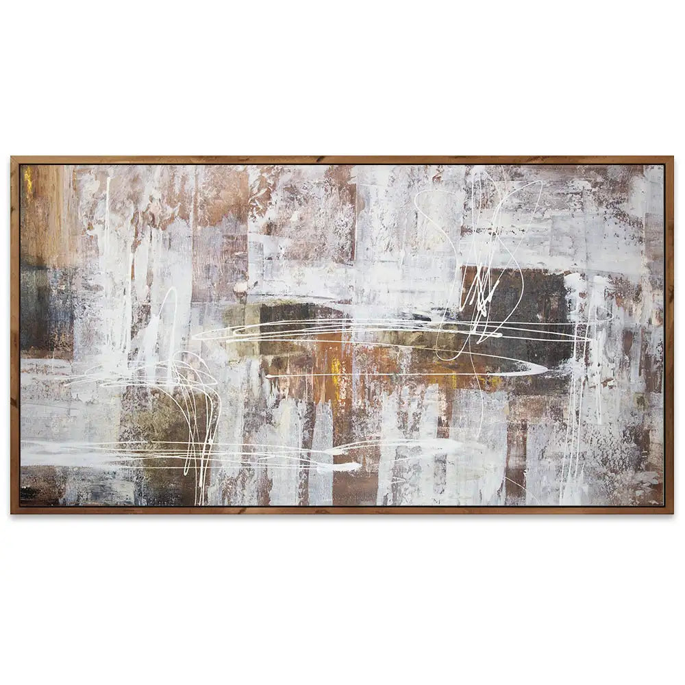 Cuadro abstracto moderno pintado a mano con líneas en blanco