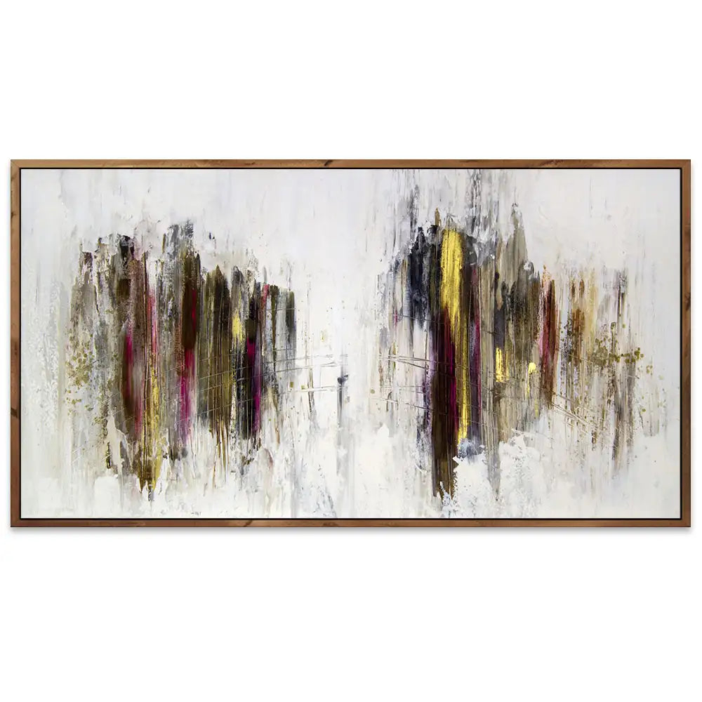 Cuadro abstracto elegante en tonos oscuros y dorados