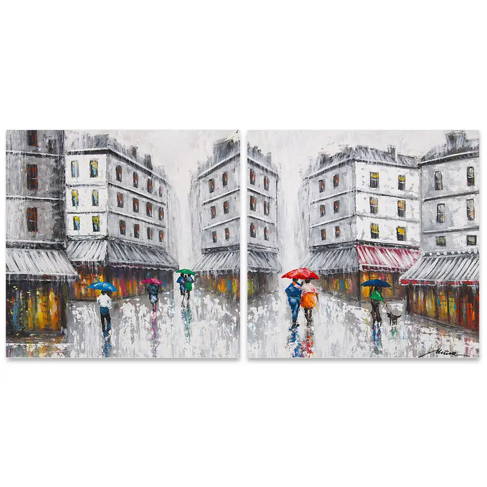 Cuadro con color urbano | Pinturas de ciudad bajo la lluvia