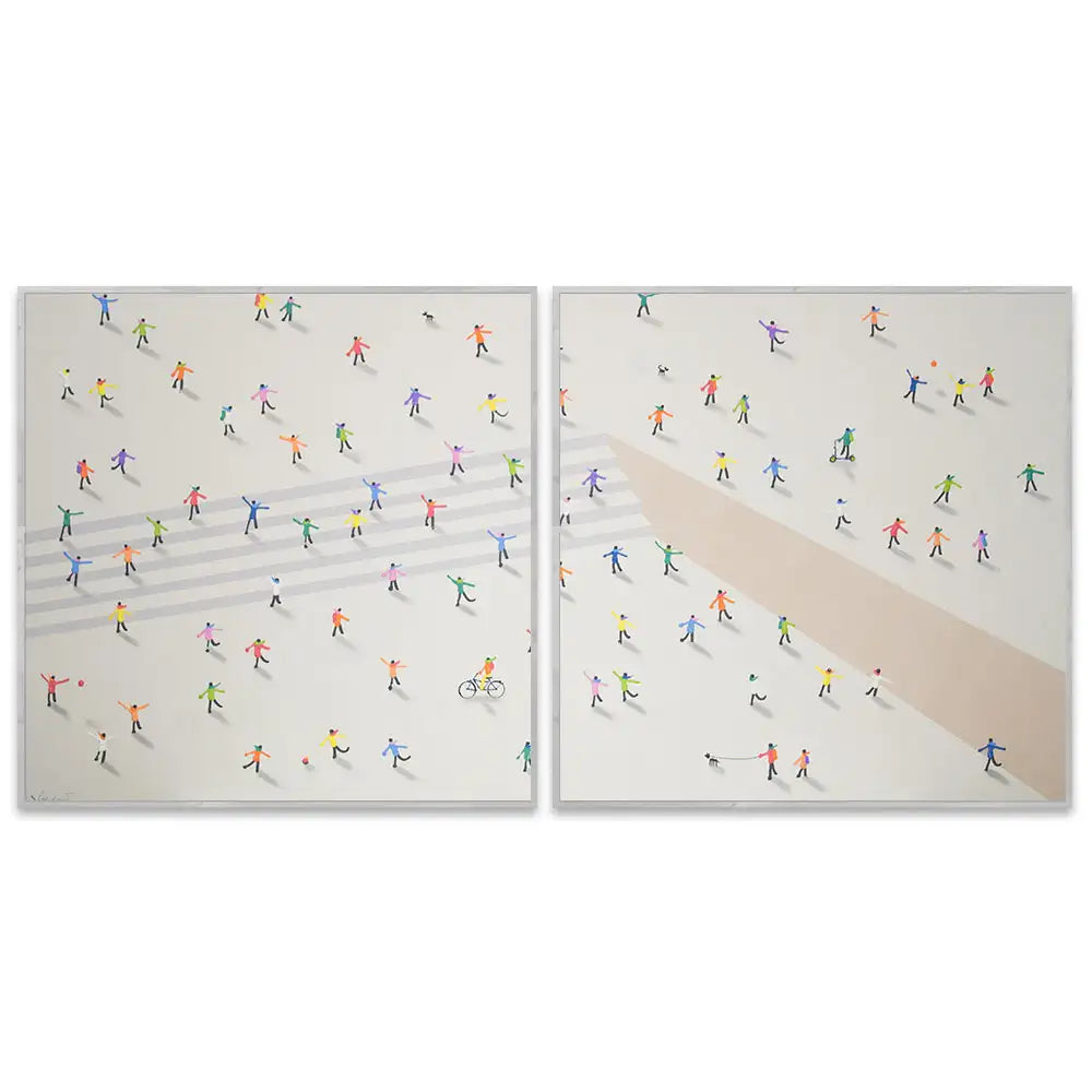 Cuadro decorativo acrílico pintado a mano con figuras