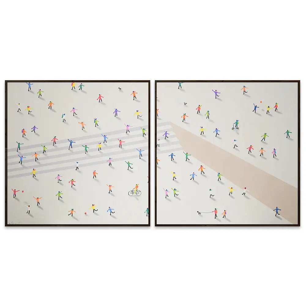 Cuadro decorativo acrílico pintado a mano con figuras