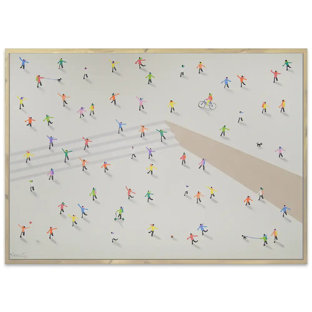 Cuadro decorativo acrílico pintado a mano con figuras