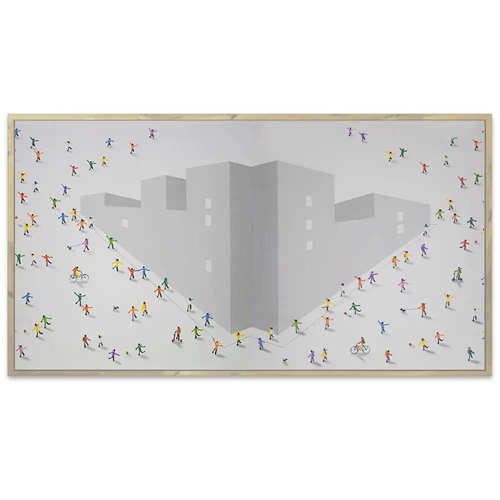 Cuadro pintado a mano en acrílico | Escena urbana moderna