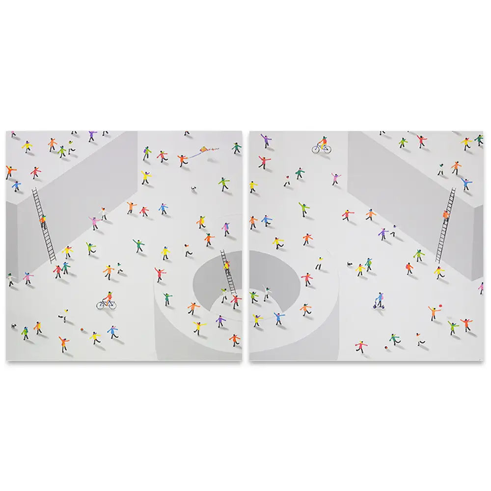 Cuadro arte abstracto pintado a mano en acrílico con figuras