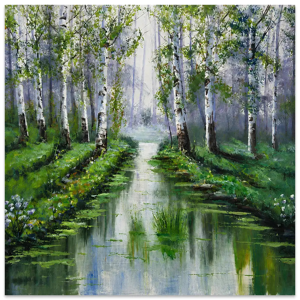 Reflejo del bosque en calma | Cuadros por encargo