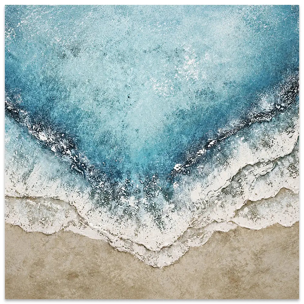 Cuadro azul turquesa inspirado en el mar con textura