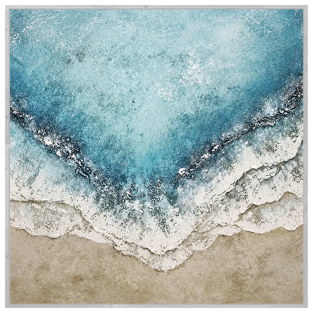 Cuadro azul turquesa inspirado en el mar con textura