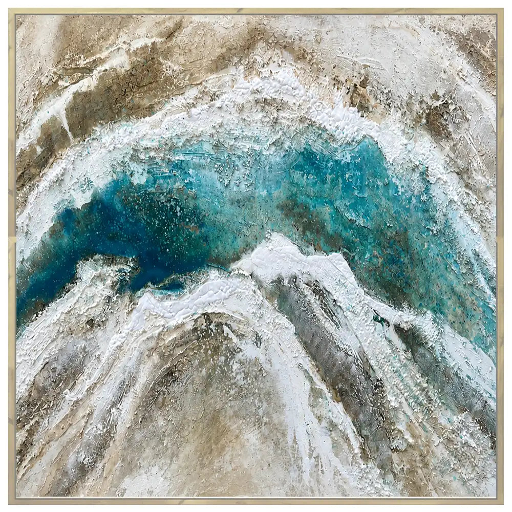 Cuadro pintado a mano para salón en tonos naturales y movimiento visual
