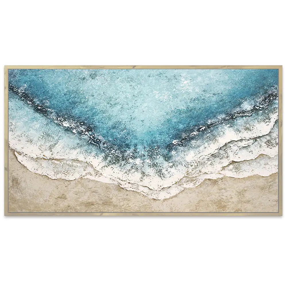 Cuadro azul turquesa inspirado en el mar con textura