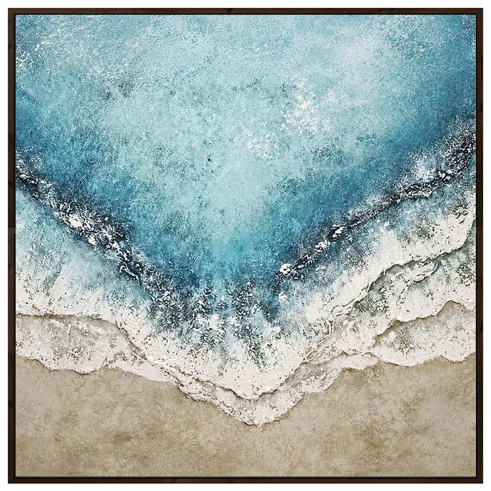 Cuadro azul turquesa inspirado en el mar con textura