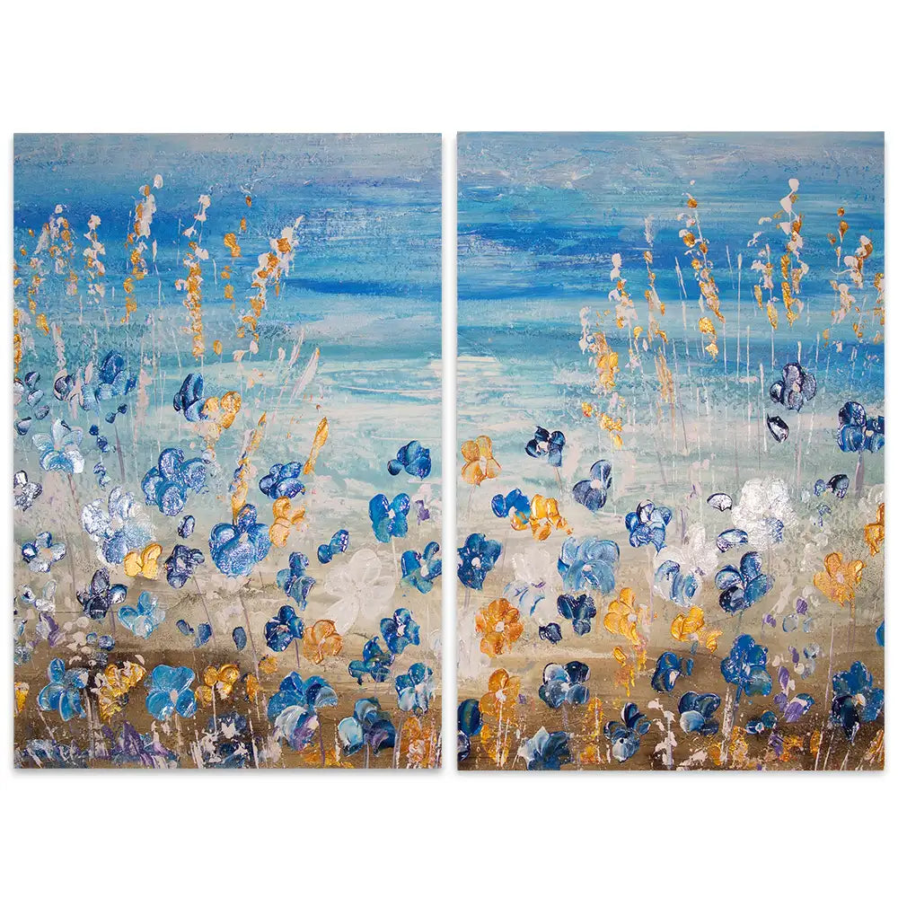 Cuadros pintados a mano del mar y flores silvestres