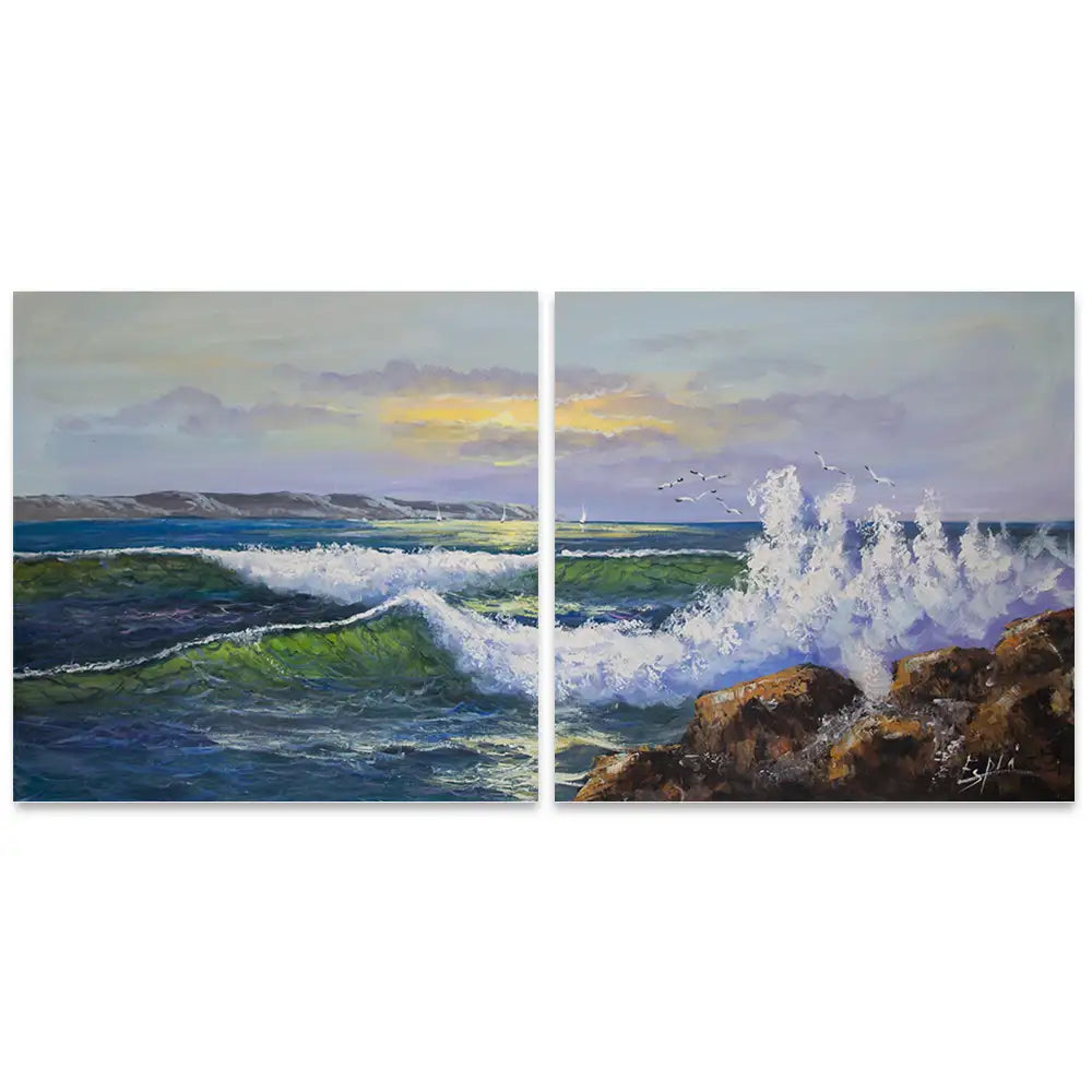 Cuadros de olas de mar | Escena marina en tonos vibrantes