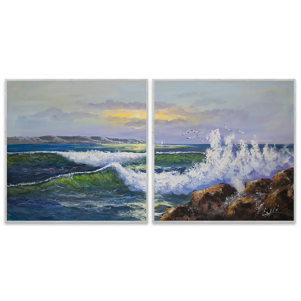 Cuadros de olas de mar | Escena marina en tonos vibrantes