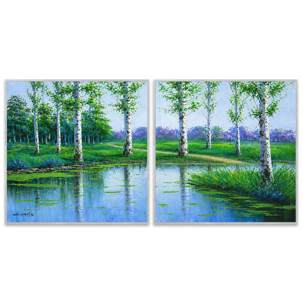 Paisaje vibrante lleno de frescura | Cuadros a mano