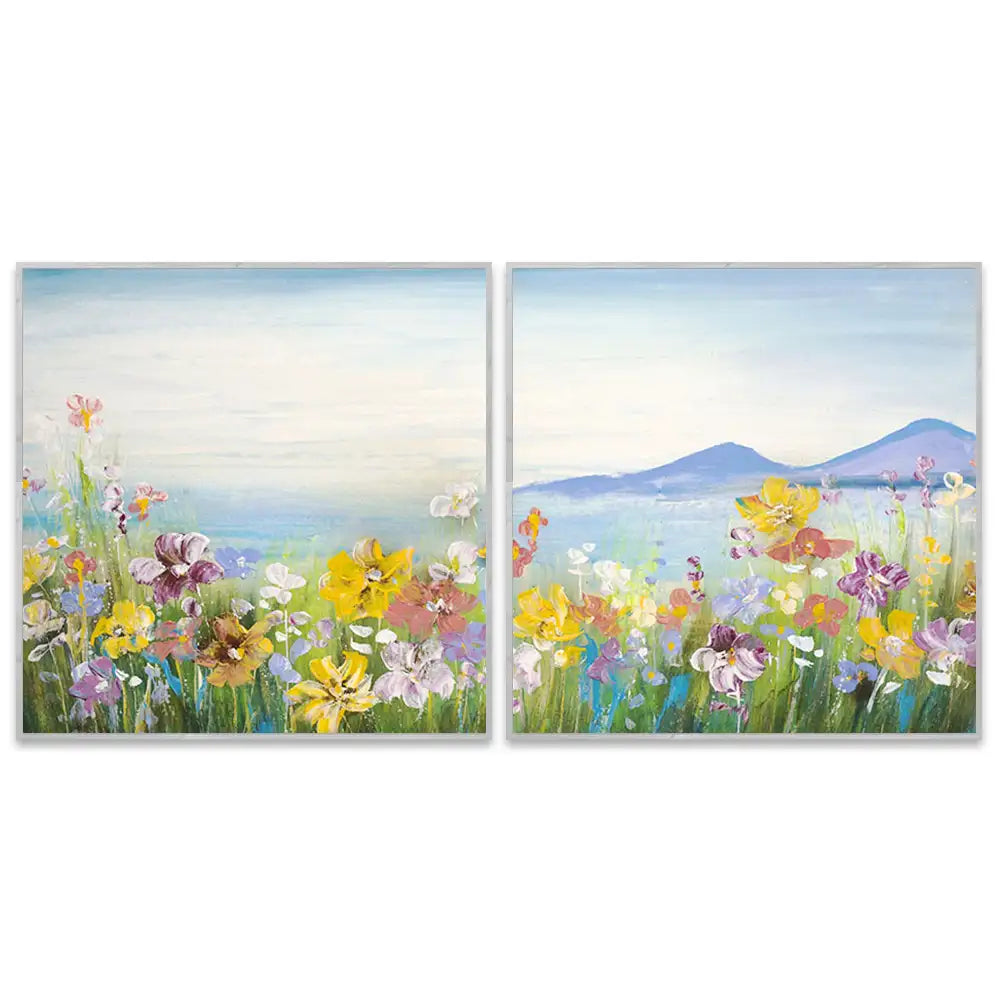 Cuadro de campo con flores silvestres en colores vivos