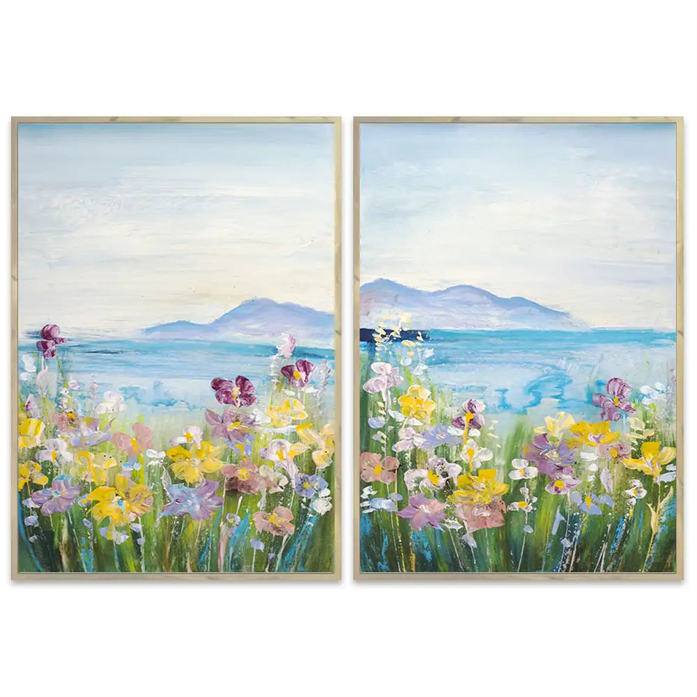 Cuadro de campo con flores silvestres en colores vivos