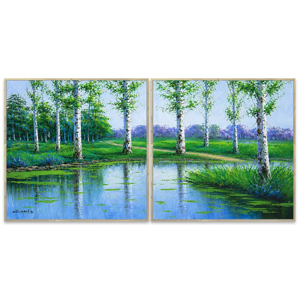 Paisaje vibrante lleno de frescura | Cuadros a mano