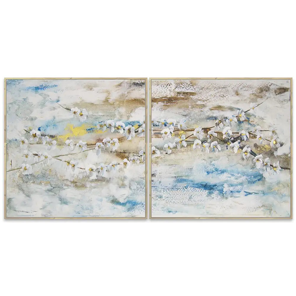 Cuadro de flores blancas |flor de almendro pintado a mano