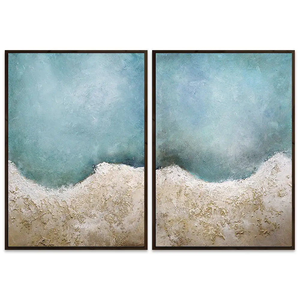 Cuadro azul turquesa inspirado en el mar con textura