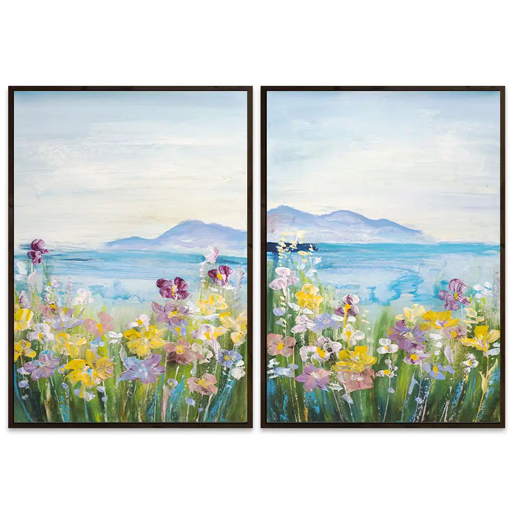 Cuadro de campo con flores silvestres en colores vivos