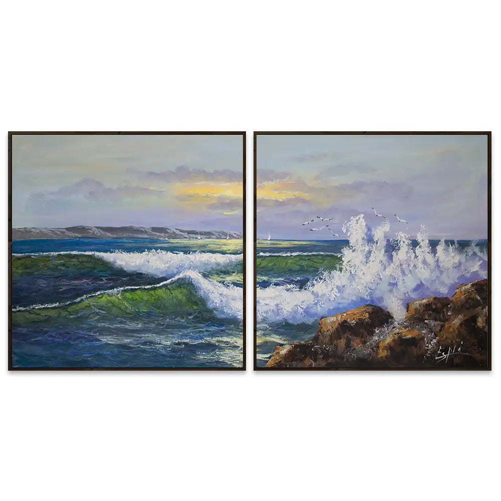 Cuadros de olas de mar | Escena marina en tonos vibrantes