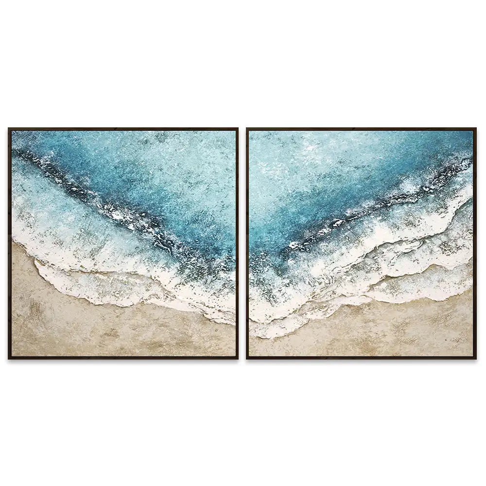 Cuadro azul turquesa inspirado en el mar con textura