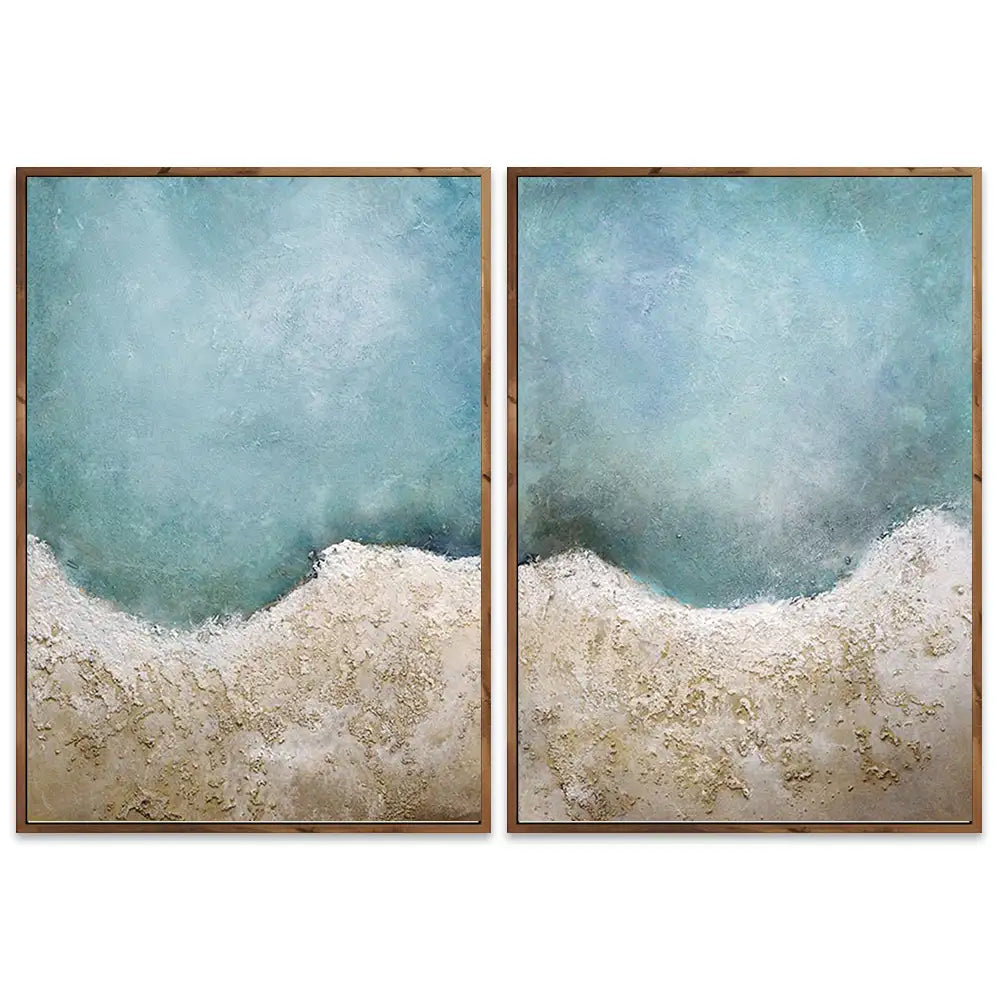 Cuadro azul turquesa inspirado en el mar con textura