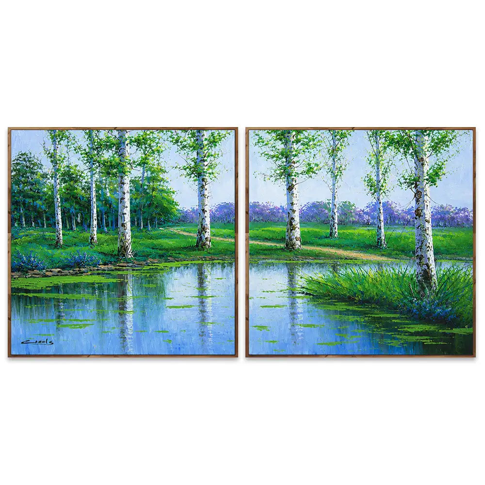 Paisaje vibrante lleno de frescura | Cuadros a mano