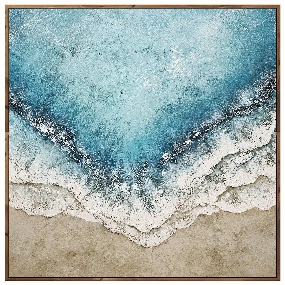 Cuadro azul turquesa inspirado en el mar con textura
