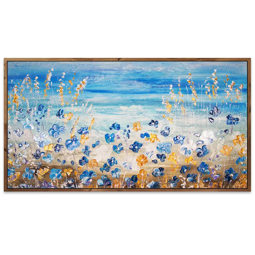 Cuadros pintados a mano del mar y flores silvestres