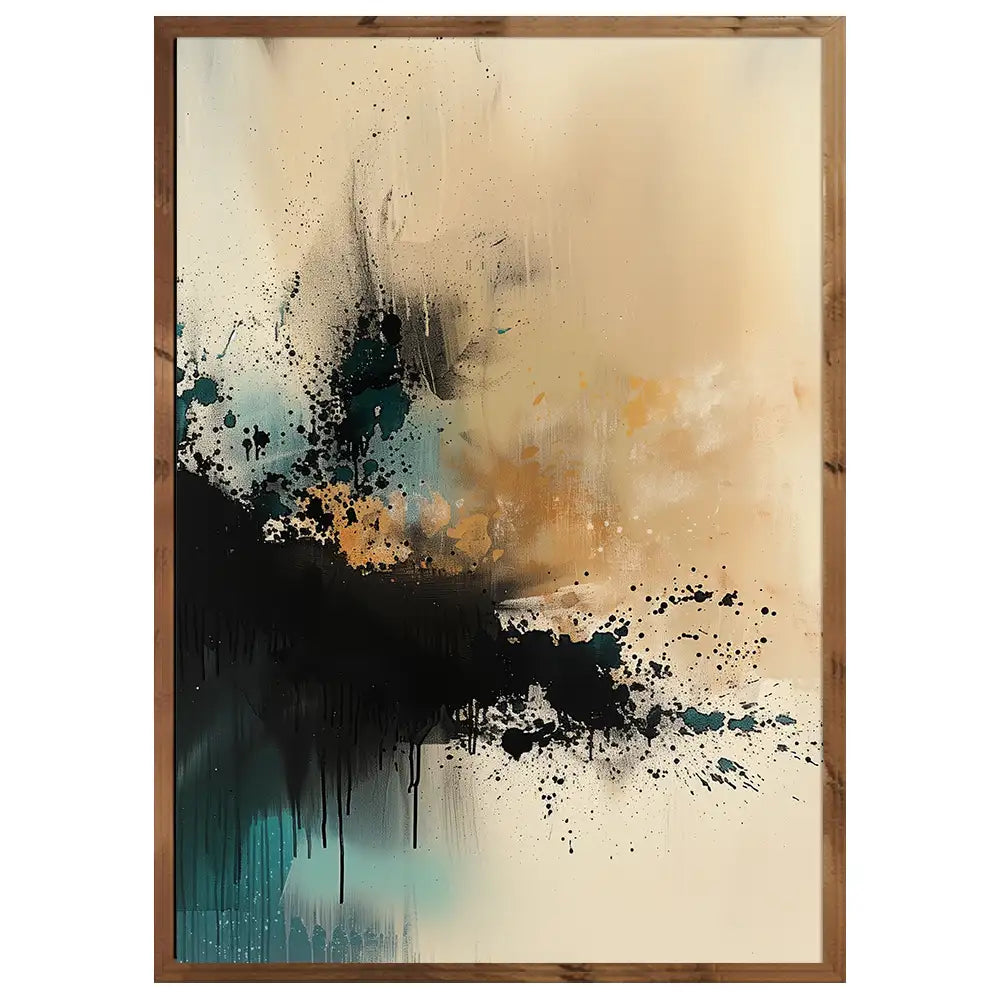Cuadro abstracto en negro y beige | Profundidad visual elegante