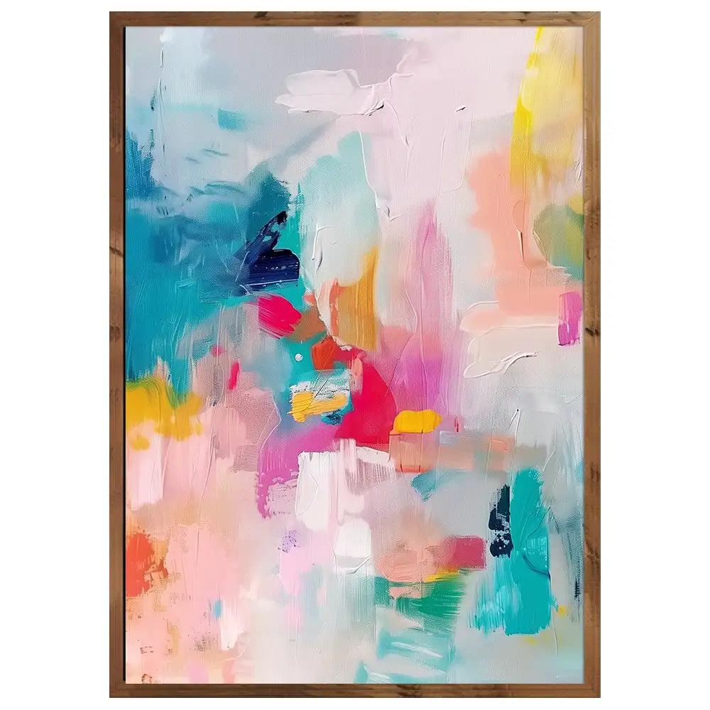 Cuadro abstracto con paleta suave y composición etérea